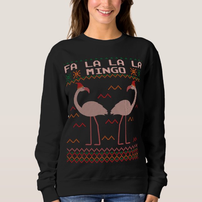 Sudadera Fa La La Mingo Flamingo Santa Pink Ugly Christine (Anverso)