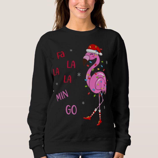Sudadera Fa La Mingo Navidades Flamingo Tree Lights Sant'S (Anverso)
