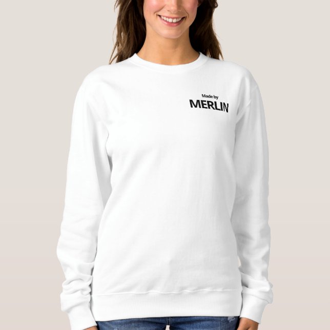 Sudadera Fabricado por MERLIN White Sweatshirt Crewneck (Anverso)