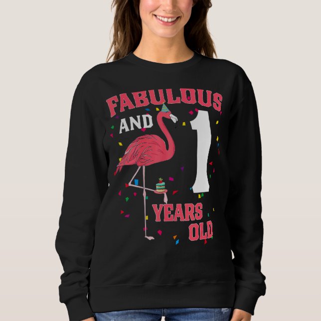 Sudadera Fabuloso Y Flamingo De 1 Año De Edad Cumpleaños Ro (Anverso)