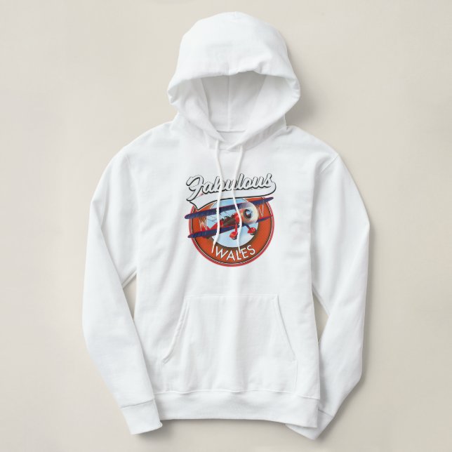 Sudadera Fabulous Wales estilo retro parche de viaje (Diseño del anverso)