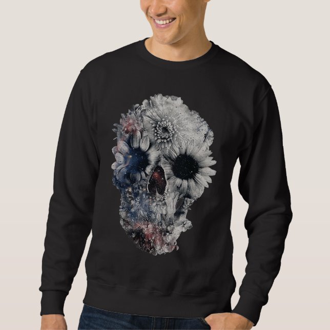 Sudadera Face Floral Skull Skeleton Halloween Costume (Anverso)