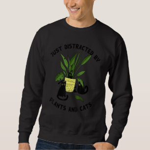 Sudadera Fácil De Distraer Por Plantas Y Gatos Gatitos Flor