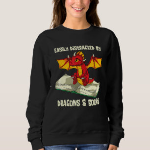 Sudadera Fácilmente Distrado Por Dragones Y Libros Libro Ne