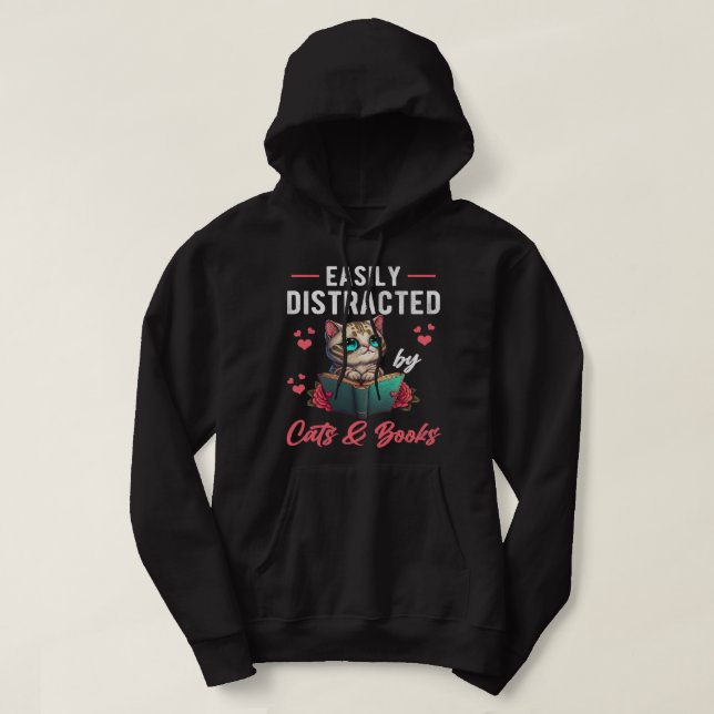 Sudadera Fácilmente distrado por el amante de los libros y  (Diseño del anverso)
