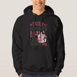 Sudadera Fácilmente Distrado Por Gatos Y Fresa Leche 1