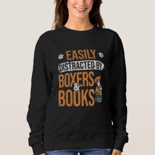 Sudadera Fácilmente Distrado Por Libros Y Perro Boxer