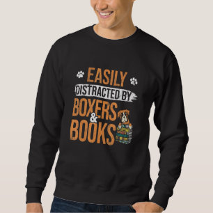 Sudadera Fácilmente Distrado Por Libros Y Perro Boxer