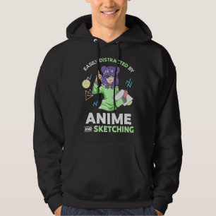 Sudadera Fácilmente Distraído Por Anime y Dibujando Anime y