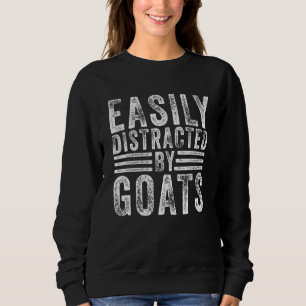 Sudadera Fácilmente Distraído Por Cabra Retro Vintage