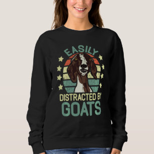 Sudadera Fácilmente Distraído Por Cabras Vintage Retro Goat