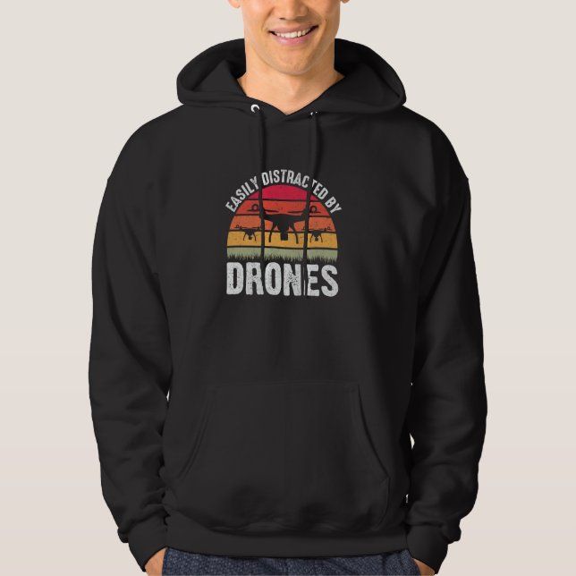 Sudadera Fácilmente Distraído por Drones Entusiasta Piloto  (Anverso)