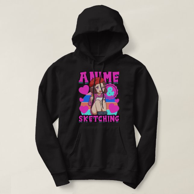 Sudadera Fácilmente distraído por el anime y bosquejando ka (Diseño del anverso)