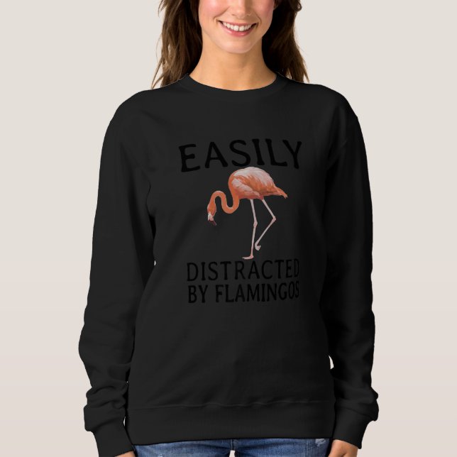 Sudadera Fácilmente Distraído Por Flamingos Flamingo Rosa (Anverso)