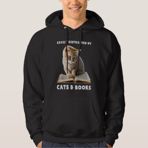 Sudadera Fácilmente Distraído por Gatos y Libros Club de Li