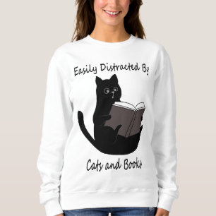 Sudadera Fácilmente Distraído Por Gatos Y Libros, Un Regalo
