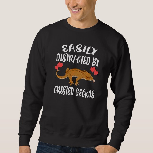 Sudadera Fácilmente Distraído Por Geckos Crestados Mascota  (Anverso)