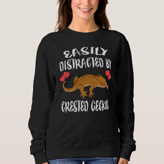 Sudadera Fácilmente Distraído Por Geckos Crestados Mascota  (Anverso)