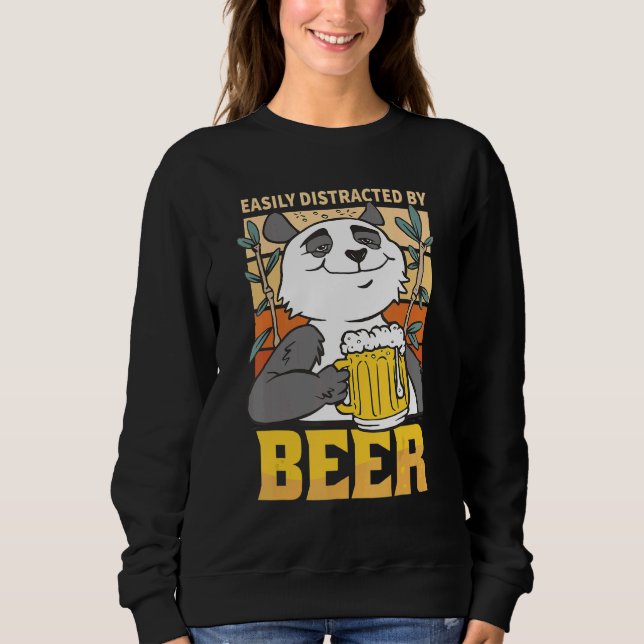 Sudadera Fácilmente Distraído por Hombres Panda de Cerveza  (Anverso)