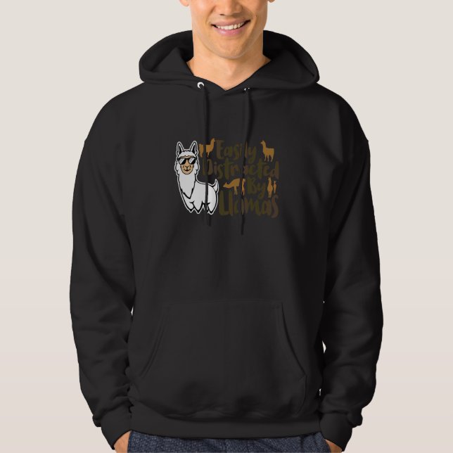 Sudadera Fácilmente Distraído Por Llamas Animal Lindo  Para (Anverso)