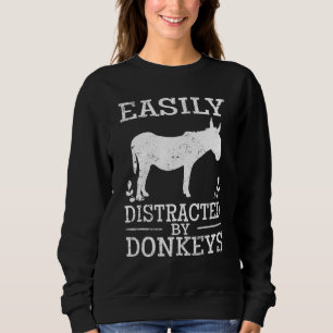 Sudadera Fácilmente Distraído Por Los Burros Cute La Vintag