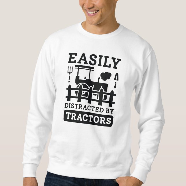Sudadera Fácilmente Distraído Por Los Tractores (Anverso)
