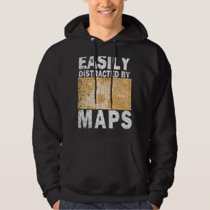 Sudadera Fácilmente distraído por mapas Geografía Vintage