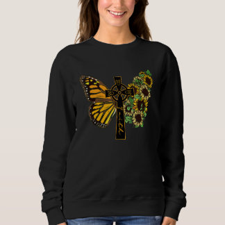 Sudadera Faith Cross Sunflower Mariposa cristiana