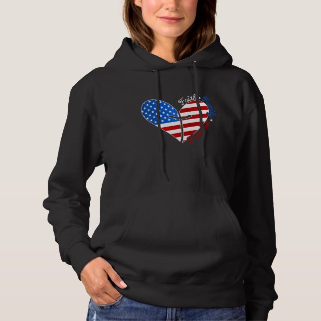 Sudadera Faith Family Freedom American Flag Heart 4th Of Ju (Anverso)