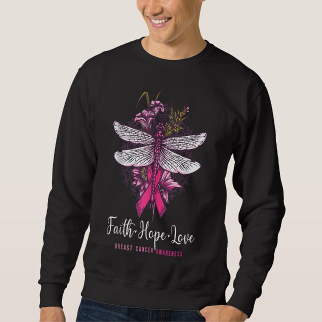 Sudadera Faith hope love breast cancer awareness dragonfly (Anverso)