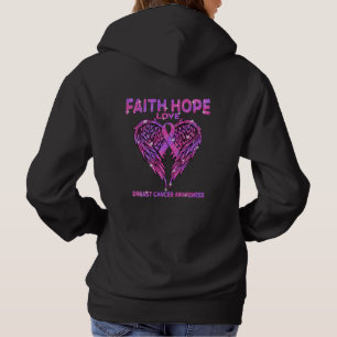 Sudadera Faith Hope Love Wings Conciencia sobre el cáncer d