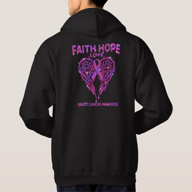 Sudadera Faith Hope Love Wings Conciencia sobre el cáncer d (Reverso)
