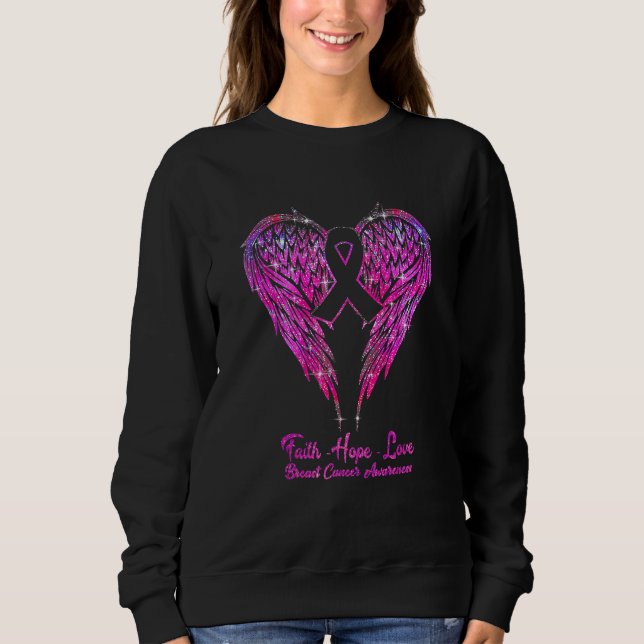 Sudadera Faith Hope Love Wings T-Shirt Breast Cancer (Anverso)