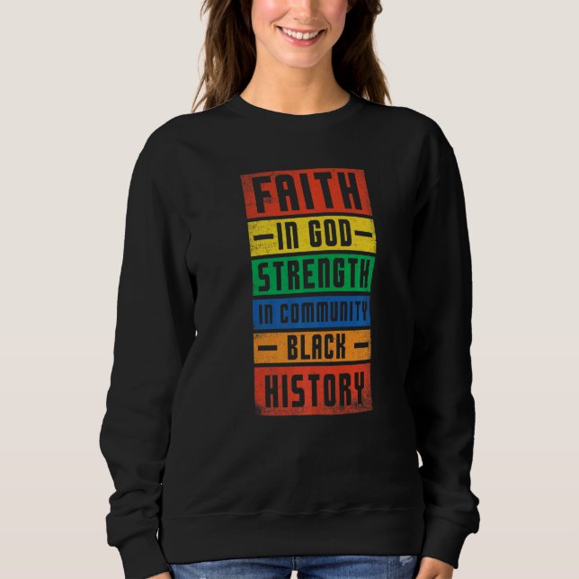 Sudadera Faith In God Strength In Community Black For Pride (Anverso)