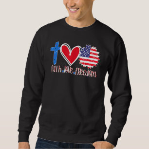 Sudadera Faith Love Freedom Bandera Americana Flor Cristian