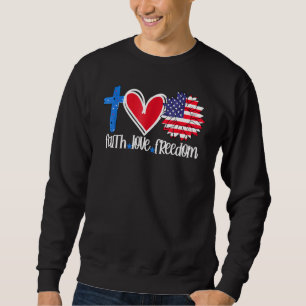 Sudadera Faith Love Freedom Bandera Americana Flor Cristian