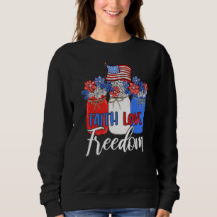 Sudadera Faith Love Freedom Bandera Americana Mason Jar Chr
