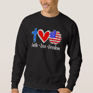 Sudadera Faith Love Freedom Cruz de la Bandera Estadouniden