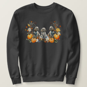 Sudadera Fall Fall Poodle Dog con diseño de calabazas