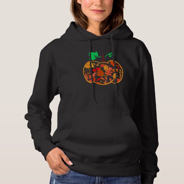 Sudadera Fall Floral Pumpkin Autumn Leaves For Halloween Th (Anverso)