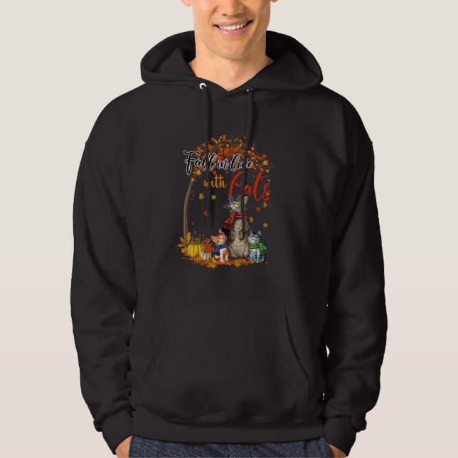 Sudadera Fall In Love With Cats Autumn Leaves Thanksgiving (Anverso)