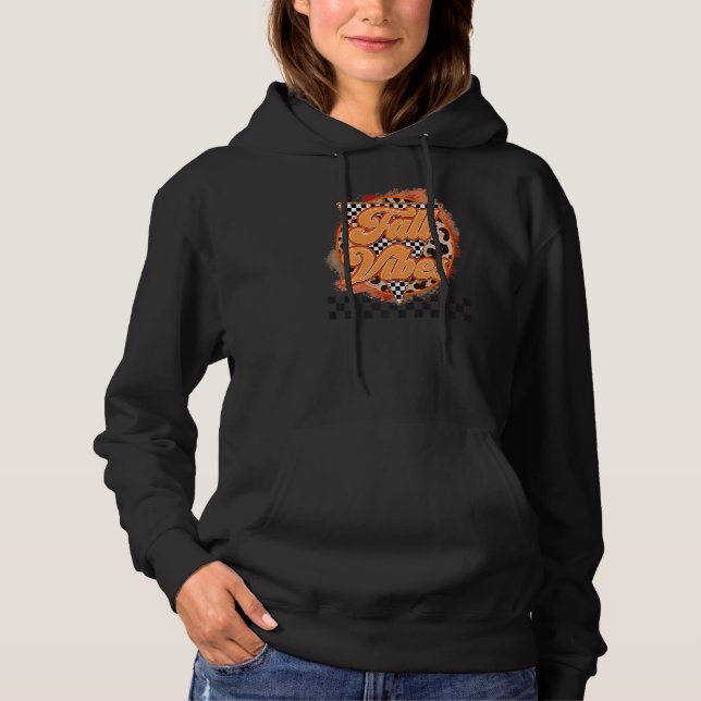 SUDADERA FALL VIBES CHECKERBOARD LEOPARD AUTUMN FALL SEASES (Anverso)