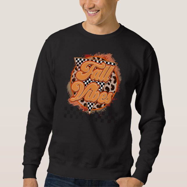 SUDADERA FALL VIBES CHECKERBOARD LEOPARD AUTUMN FALL SEASES (Anverso)