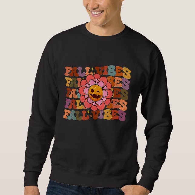Sudadera Fall Vibes Groovy Boho Rainbow Autumn Pumpkin Dais (Anverso)