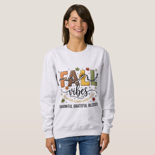 Sudadera Fall Vibes  – Thankful Grateful Blessed  (Anverso completo)