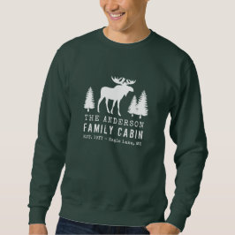 Sudadera Familia Cabina Rustic Moose Pine Trees Silhouette