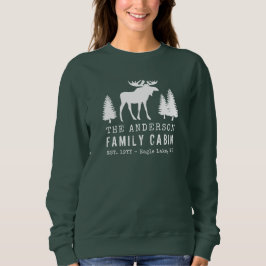 Sudadera Familia Cabina Rustic Moose Pine Trees Silhouette