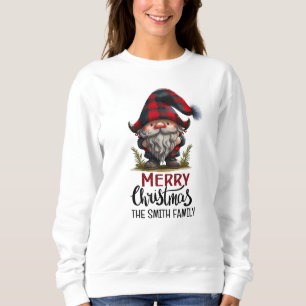 Sudadera Familia coincidente Gnome Feliz Navidad Plaid Fu