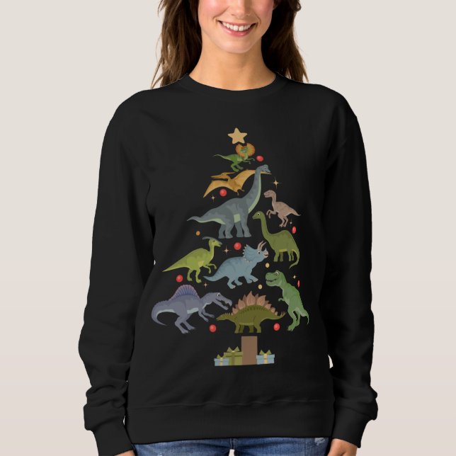 Sudadera Familia de árboles de dinosaurios navidades Saurus (Anverso)