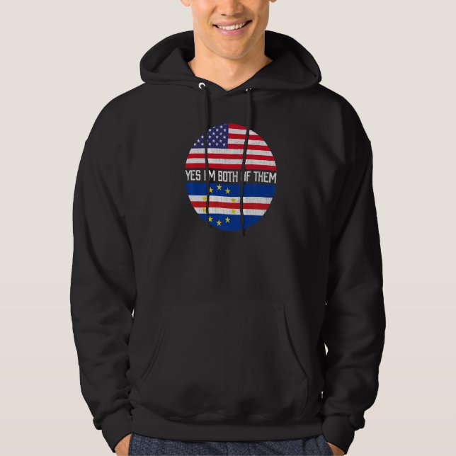 Sudadera Familia De Bandera Estadounidense Medio Cabo Verde (Anverso)